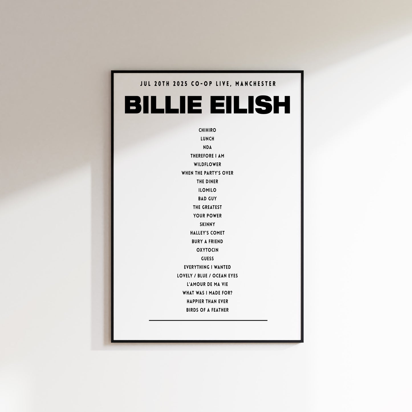 Billie Eilish Setlist - July 20th 2025 at Co-op Live, Manchester, England
