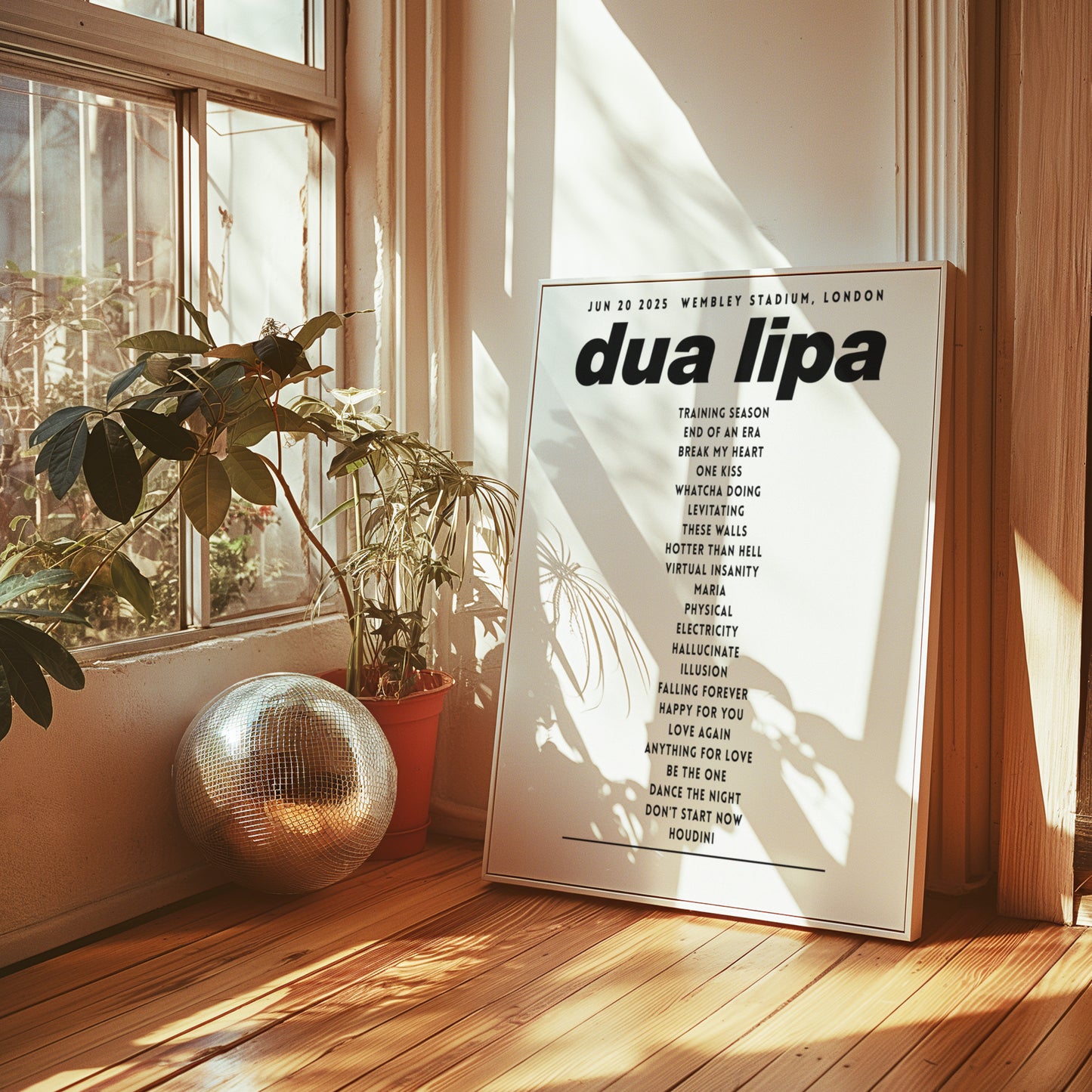 Dua Lipa Wembley 2025 UK Setlist Poster – Radical Optimism Tour Print