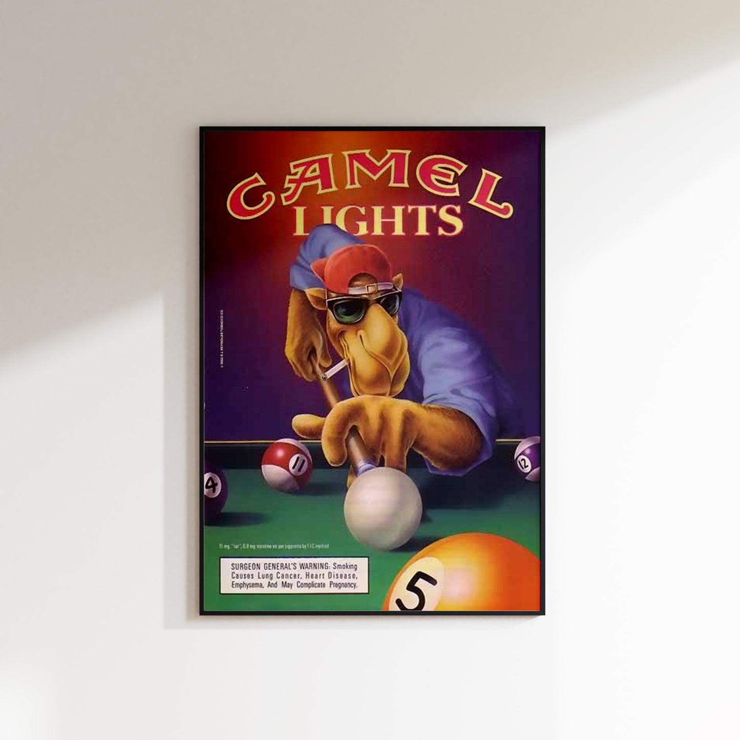 Vintage Joe Camel Lights Billiards Poster