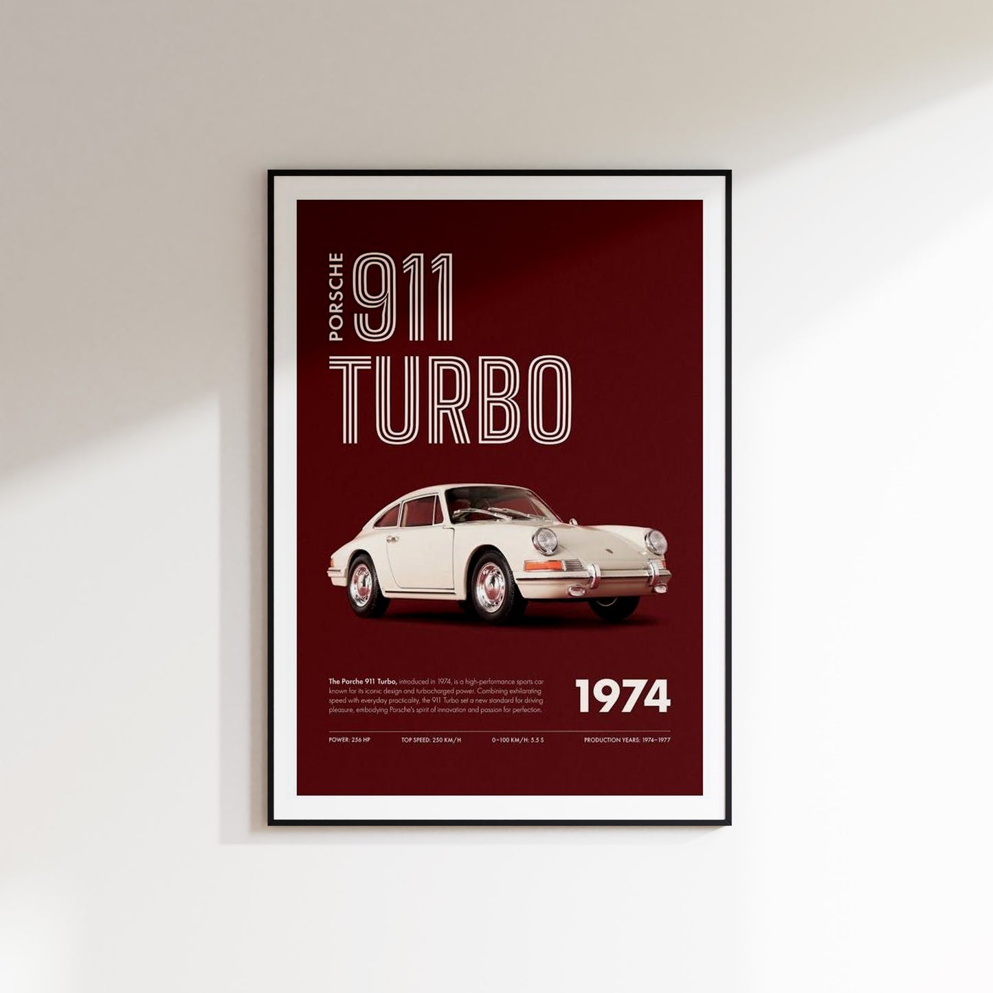 Porsche 911 Turbo 1974 Retro Poster