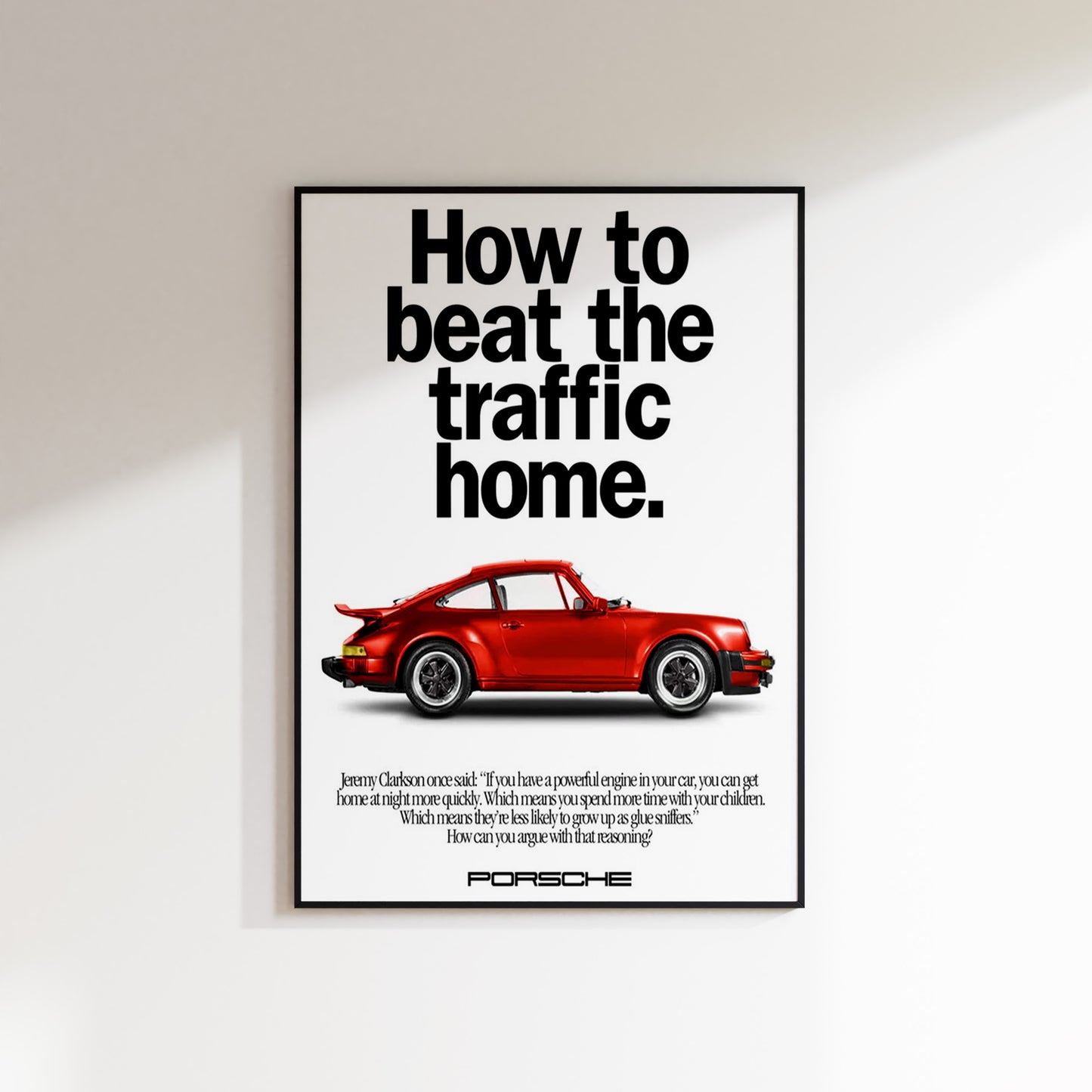 Porsche 'How to beat the traffic home' Retro Poster