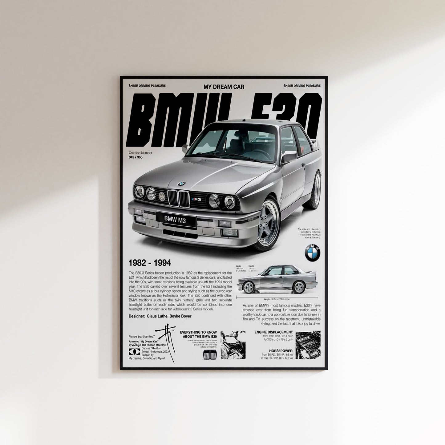 BMW E30 M3 Retro Poster