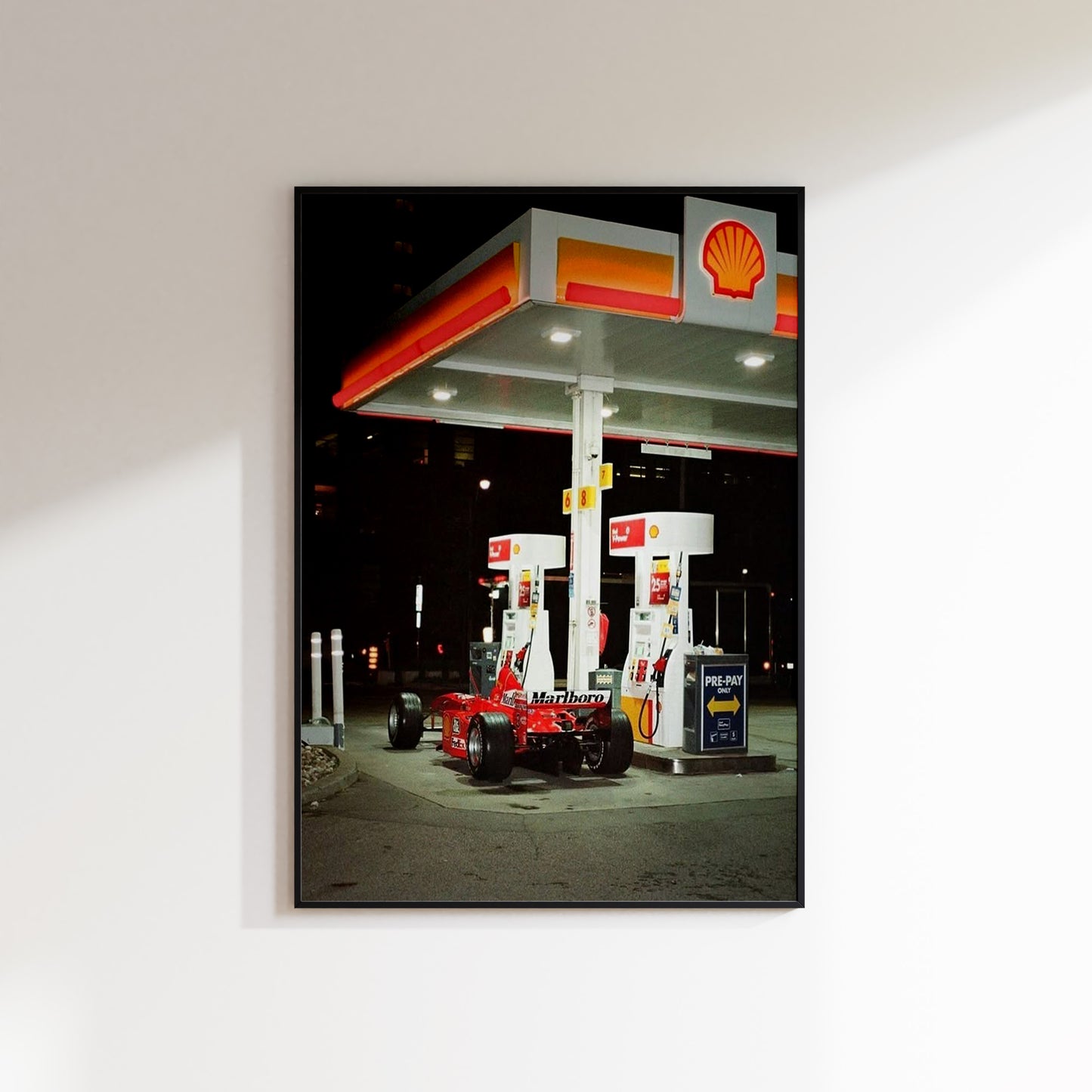 Ferrari F1 Shell Petrol station Vintage Poster