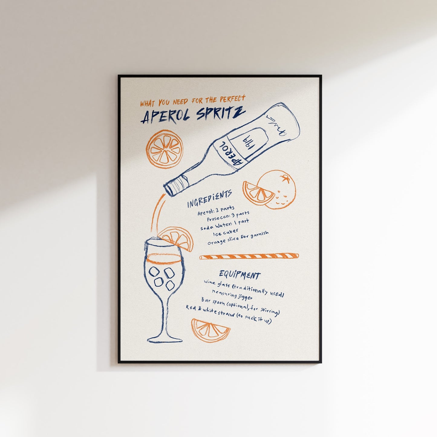 The Perfect Aperol Spritz Ingredient Art Print