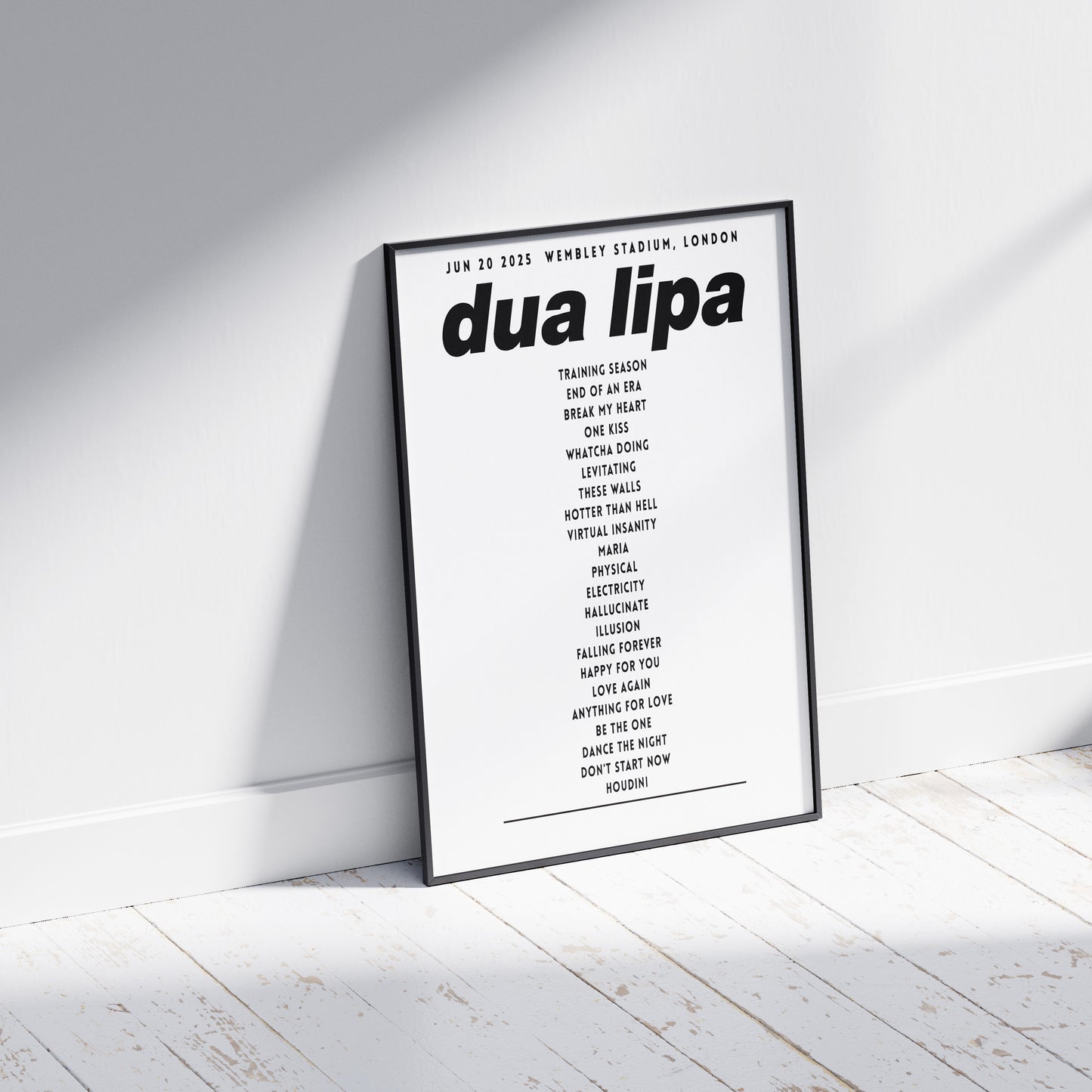 Dua Lipa Wembley 2025 UK Setlist Poster – Radical Optimism Tour Print