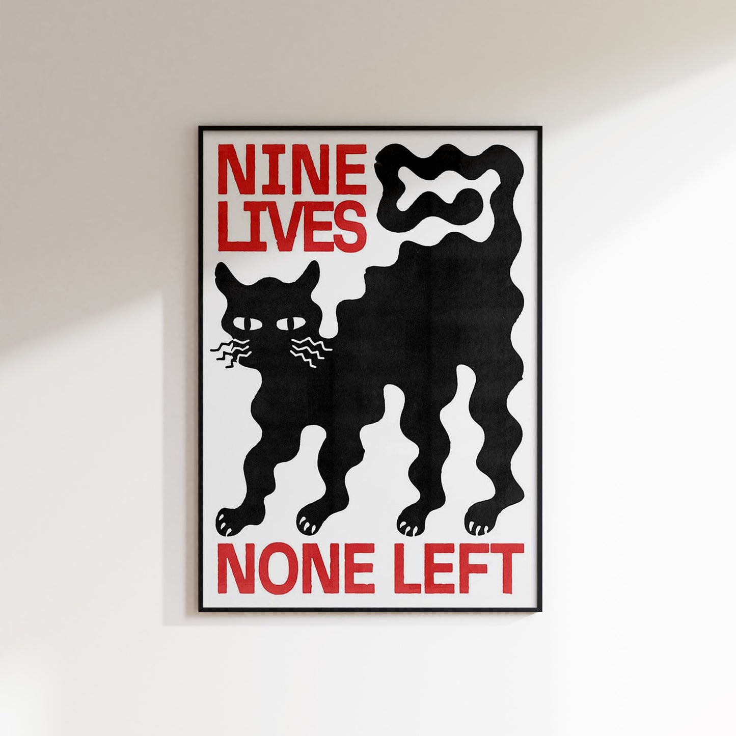 Nine Lives None Left - Contemporary Retro Cat Art Poster