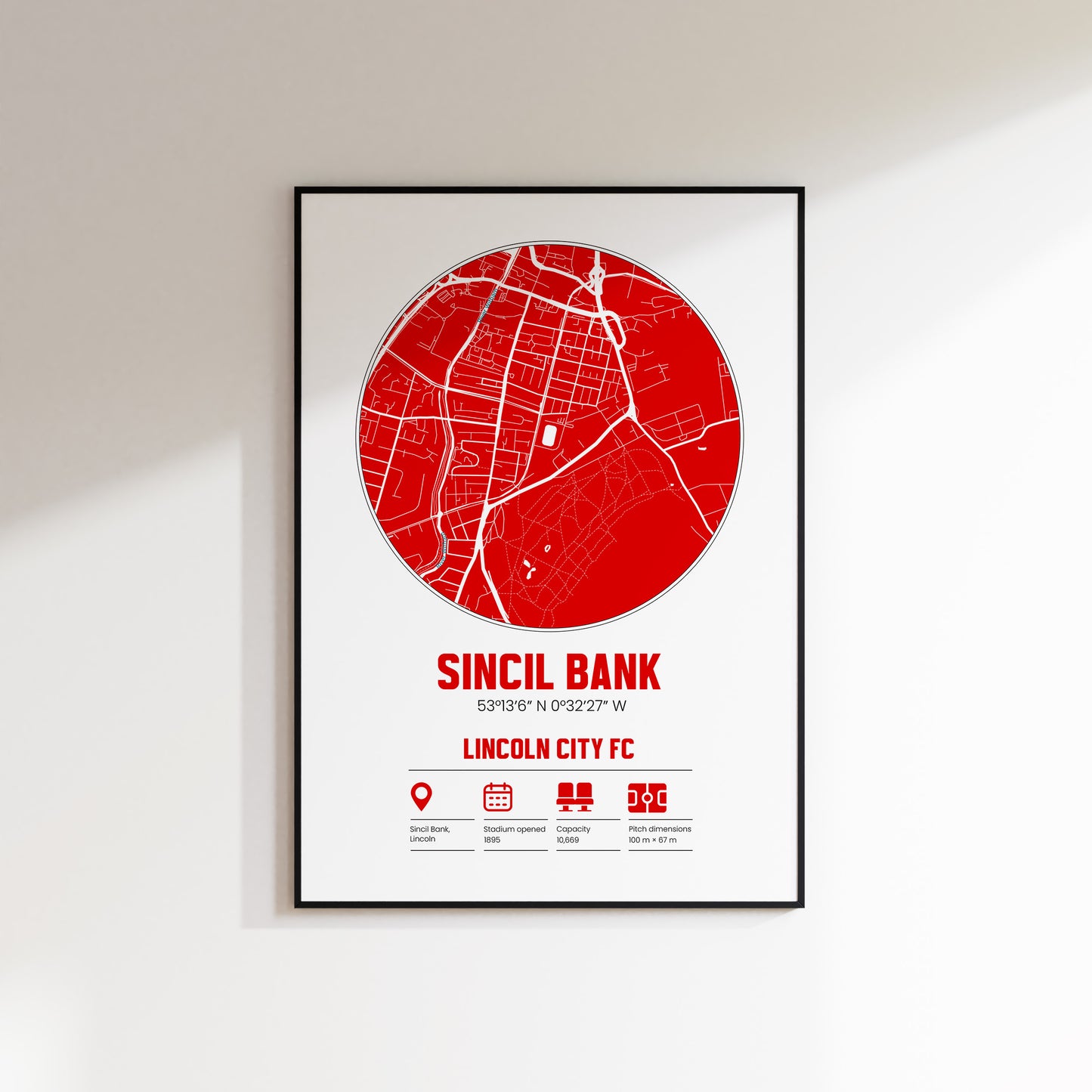 Sincil Bank, Lincoln City FC - Football Stadium Custom Map Print