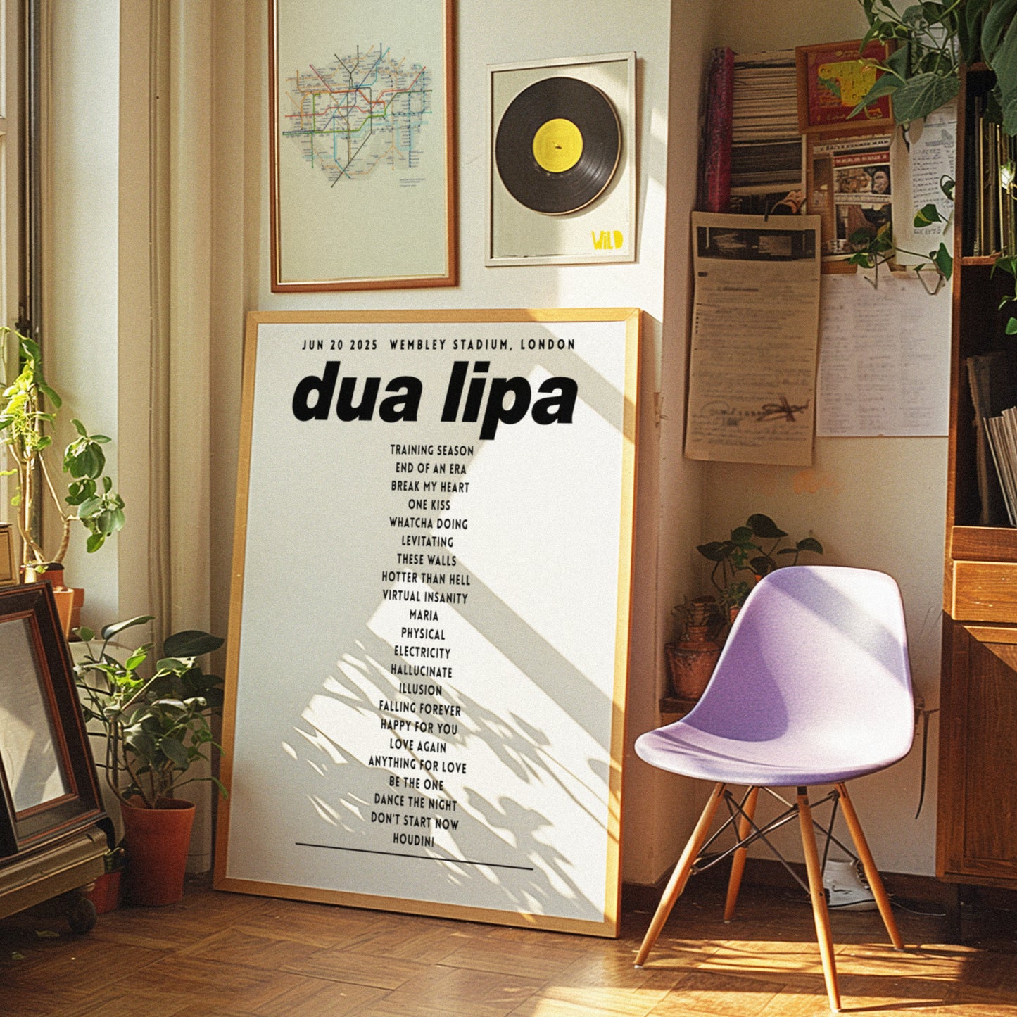Dua Lipa Wembley 2025 UK Setlist Poster – Radical Optimism Tour Print