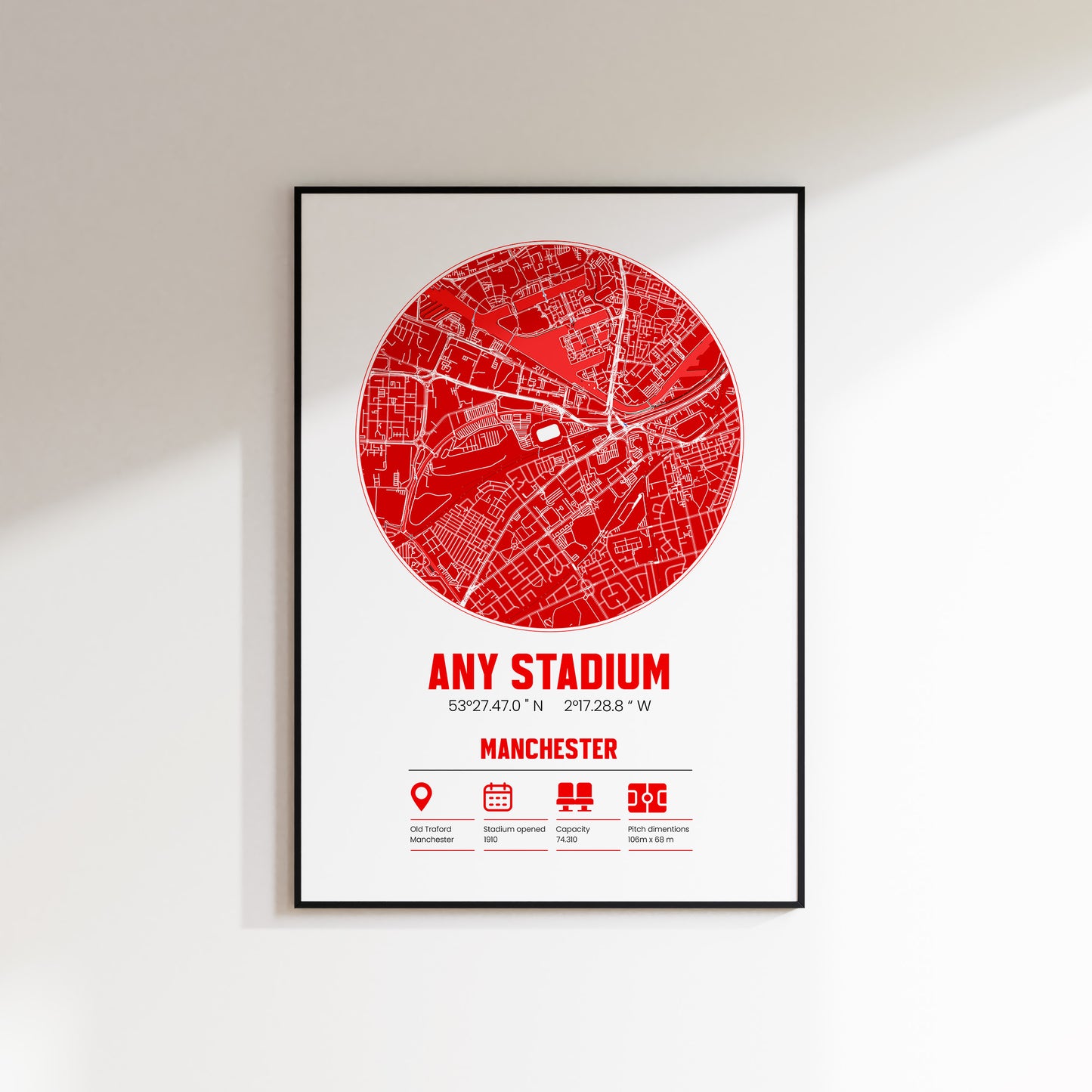 Any Football Stadium Custom Map Print