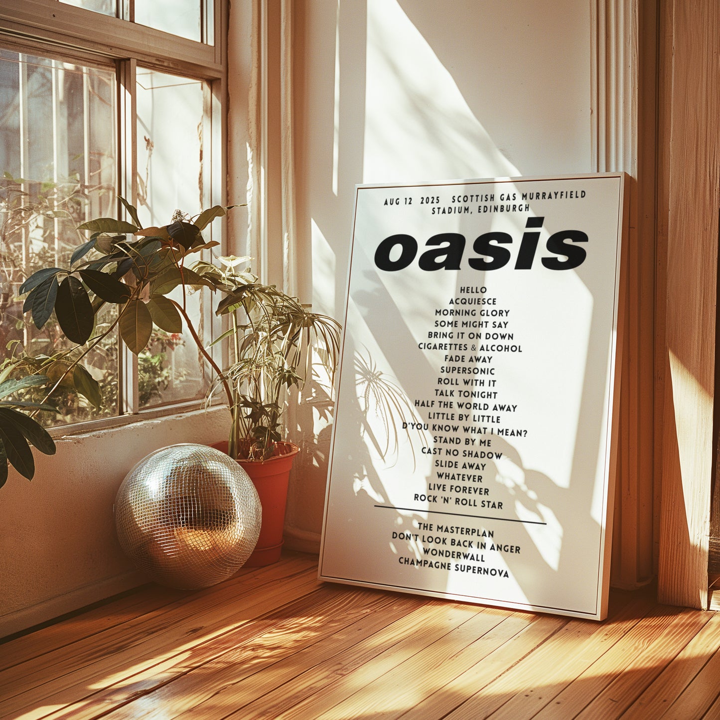 Oasis Setlist Poster - 12th August, Scottish Gas Murrayfield Stadium, Edinburgh, Scotland