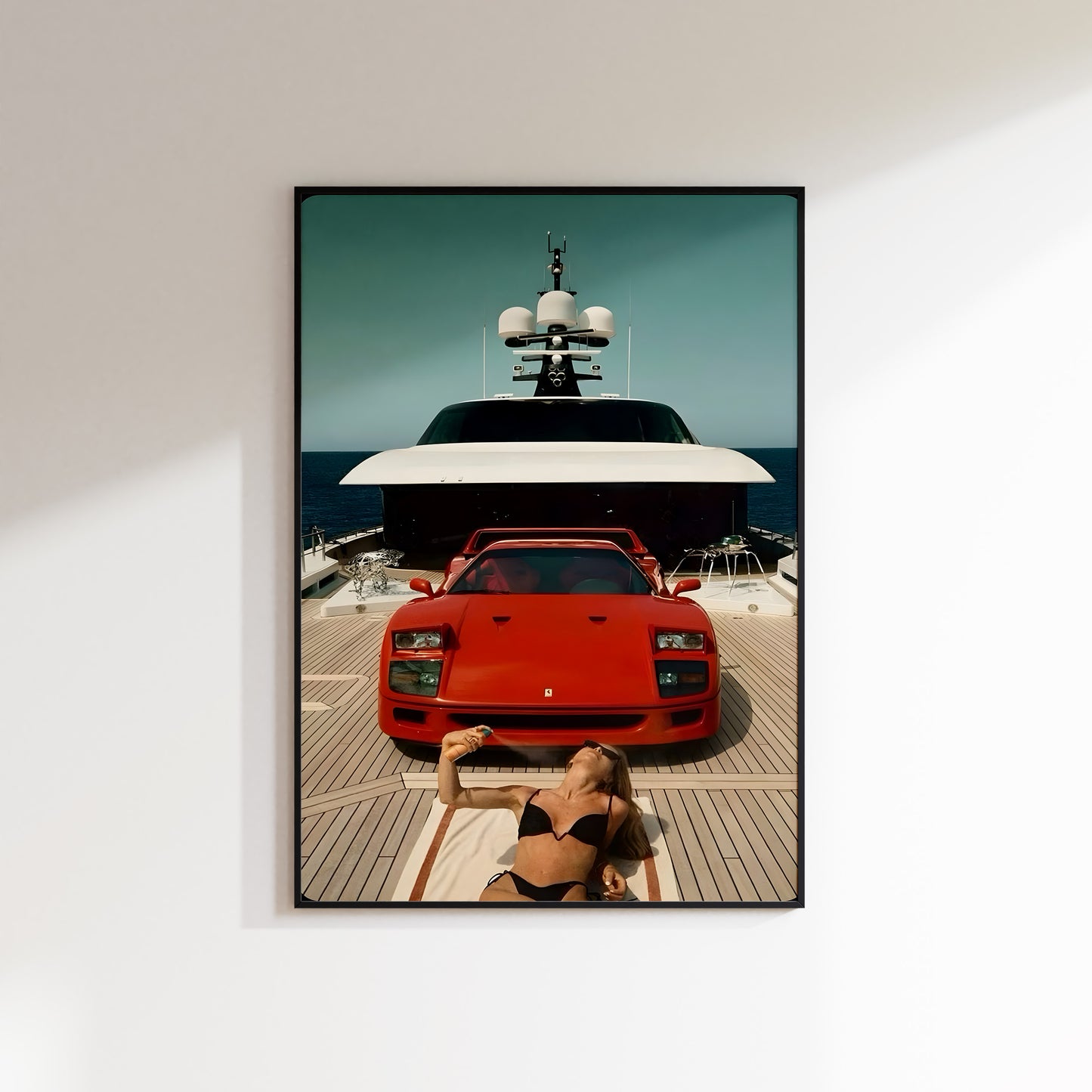 Ferrari F40 Yacht Vintage Poster