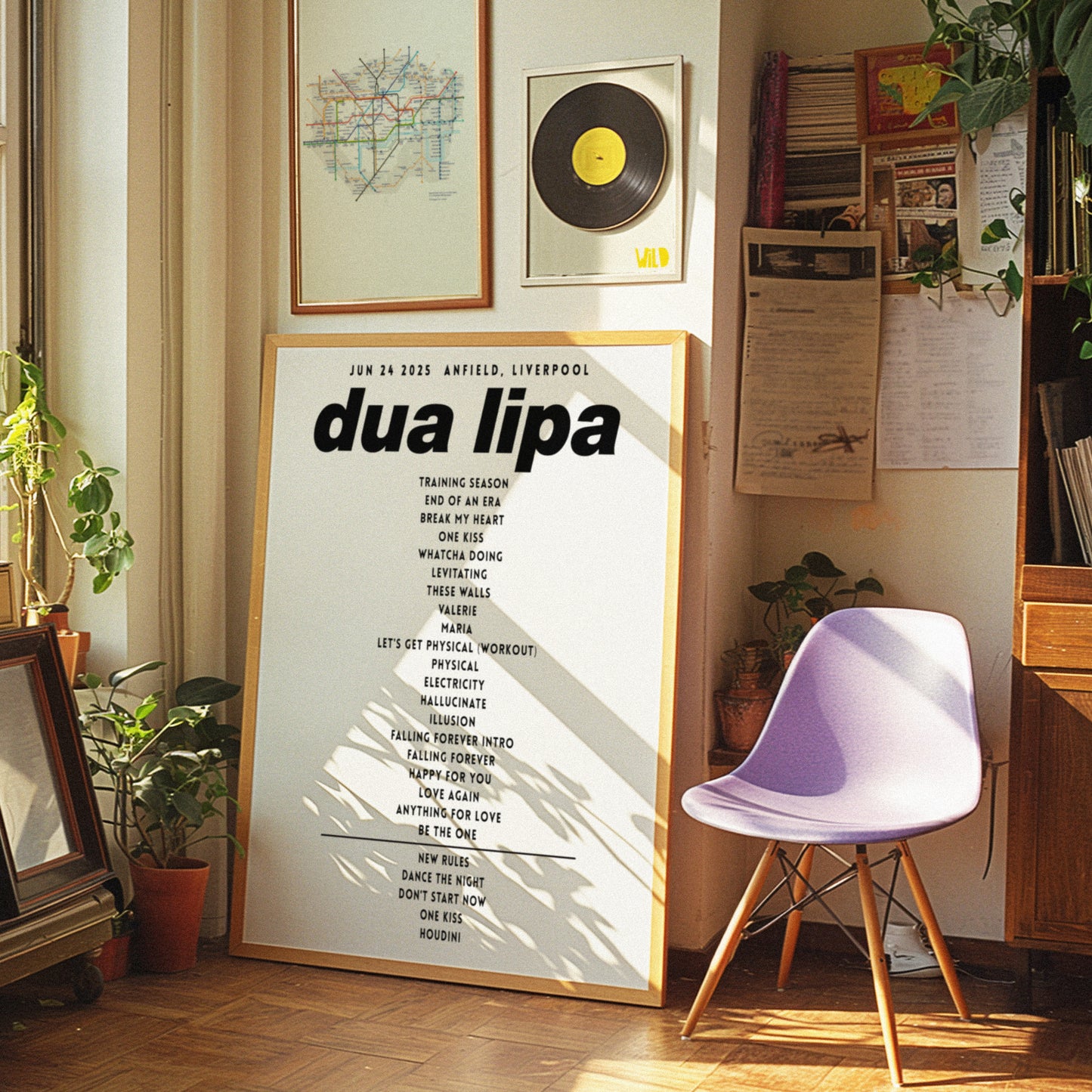 Dua Lipa Setlist Poster- Anfield, Liverpool 2025 UK Poster – Radical Optimism Tour Print