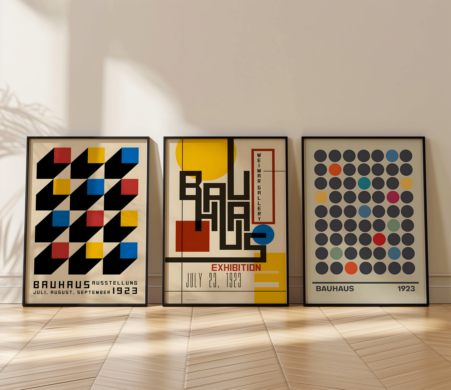 Bauhaus Set of 3 Posters – Modern Geometric Wall Art Prints