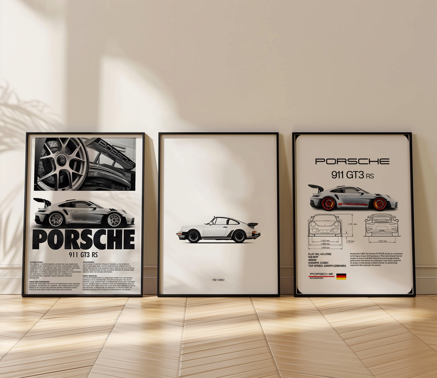 Set of 3 Porsche Posters – Classic & Modern Sports Car