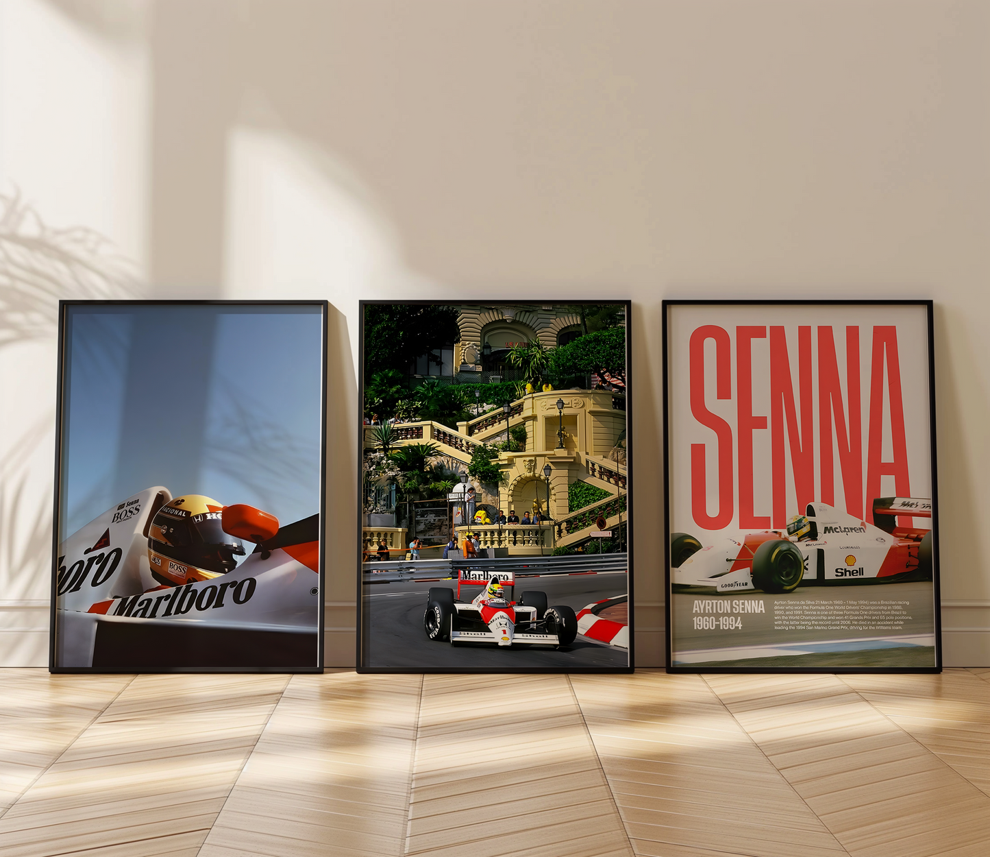 Set of 3 Ayrton Senna Posters – Legendary F1 Racing Wall Art