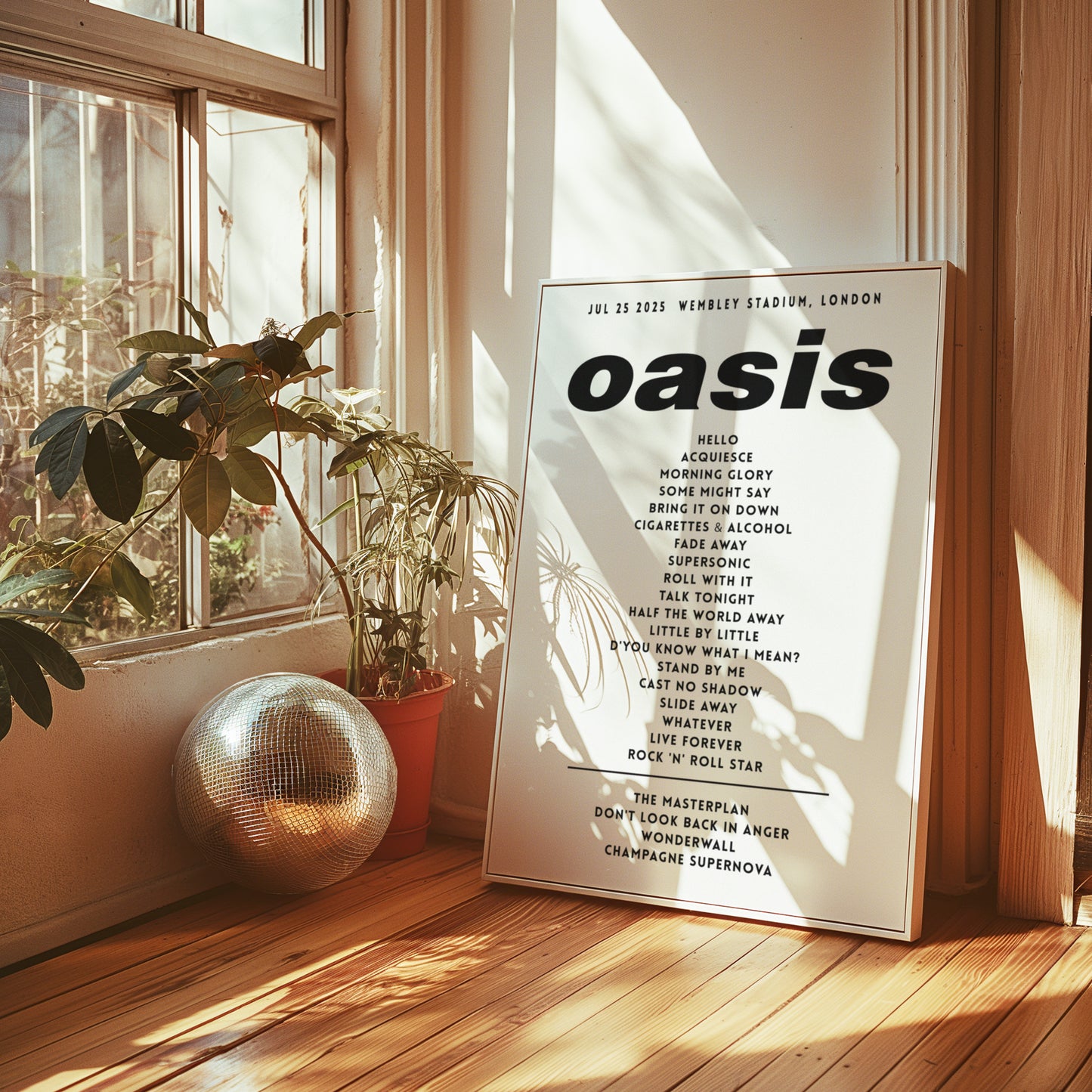 Oasis Setlist Poster - 25th July, Wembley Stadium, London
