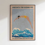 Woman Diving Ocean Waves