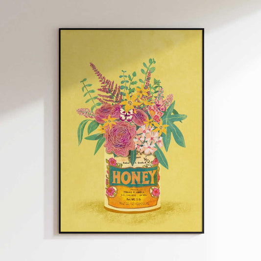 Flowers In a vintage Honey Can