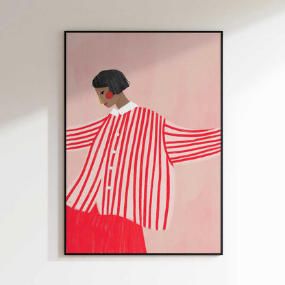 Confident Woman In Stripes