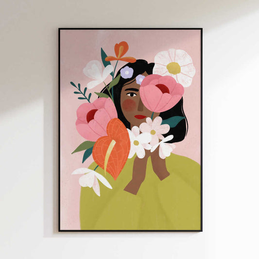 Woman with Vibrant Flowers