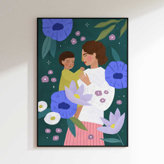 Mother Child Floral Embrace