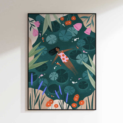 Woman Floating Lily Pond