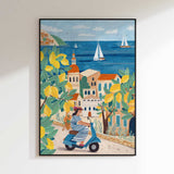 Travel poster woman on the Amalfi coast, Italy