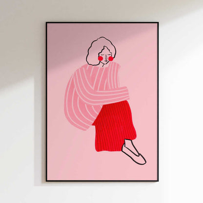 Pensive Pink Woman