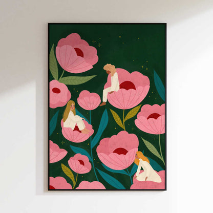 Calm Women in Flowers