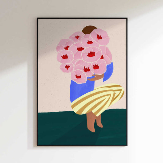 Woman With Pink Flowers