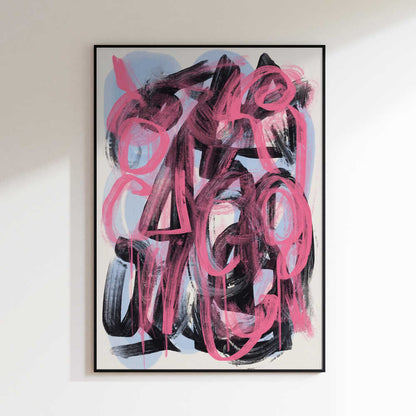 Vibrant Pink Black Abstract