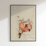 Vintage Red Vespa Art
