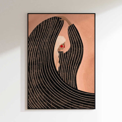Graceful Woman Flowing Stripes