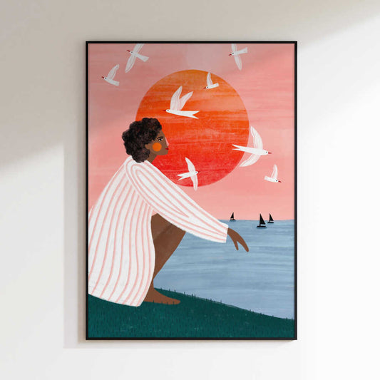 Woman and Ocean Sunset