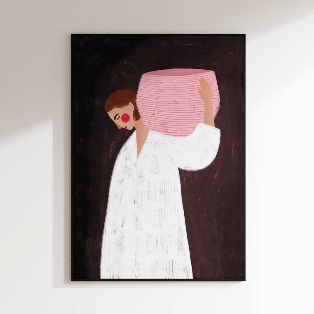 Serene Woman Carrying Basket