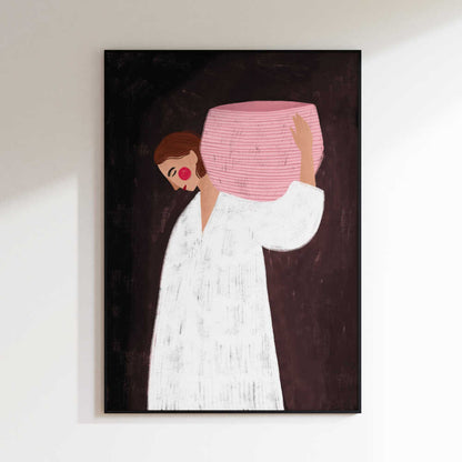 Serene Woman Carrying Basket