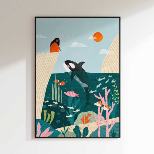 Girl Watches Ocean Life