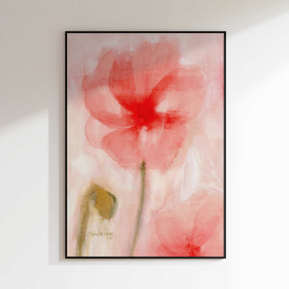 Red Watercolor Poppies