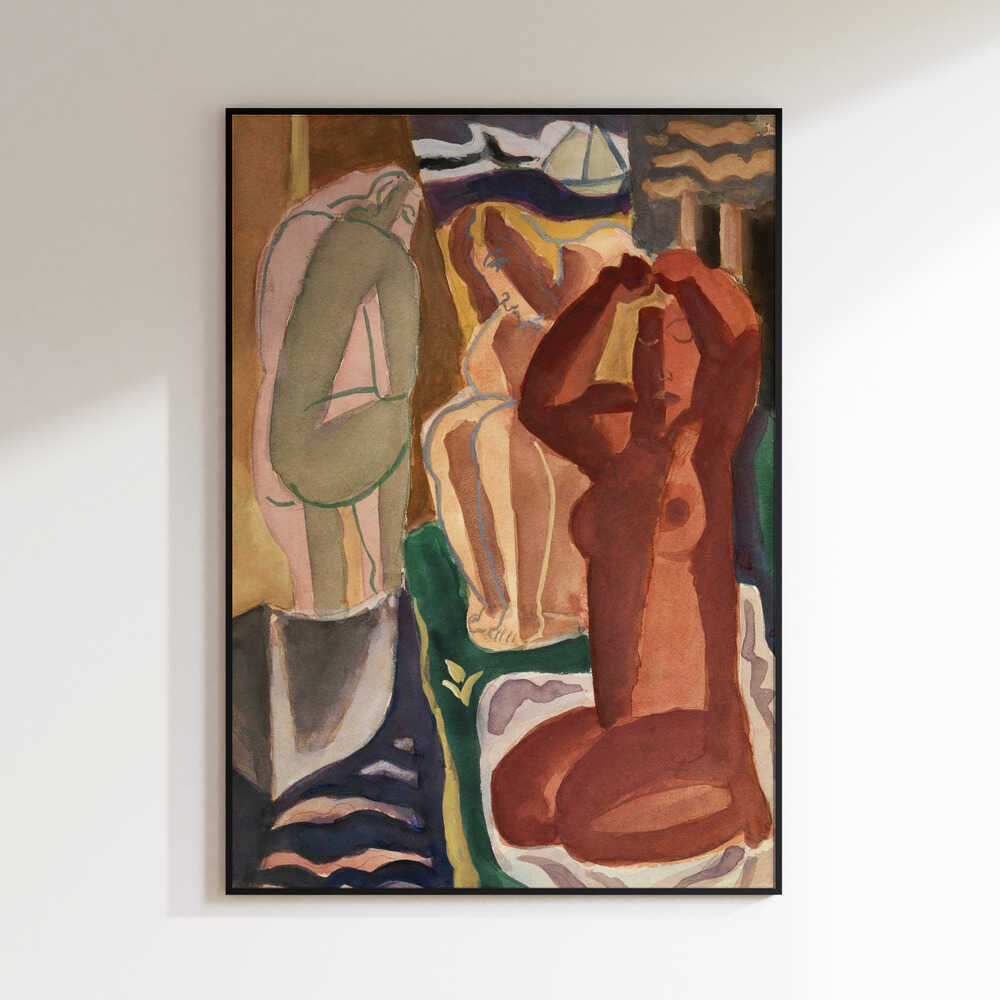 Two Bathing Women and a Bridge Figure 4x5 Clean