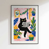 Whimsical Cat Reading News