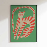 Striped Cat Stretching