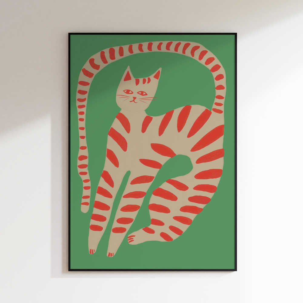 Striped Cat Stretching