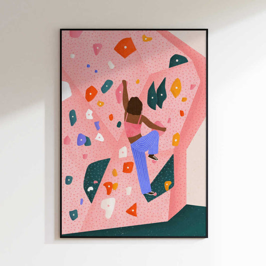 Dynamic Pink Wall Climb