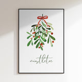 Watercolor Mistletoe Kiss