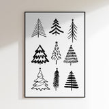 Sketched Christmas Trees