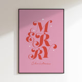 Pink Merry Christmas Stars