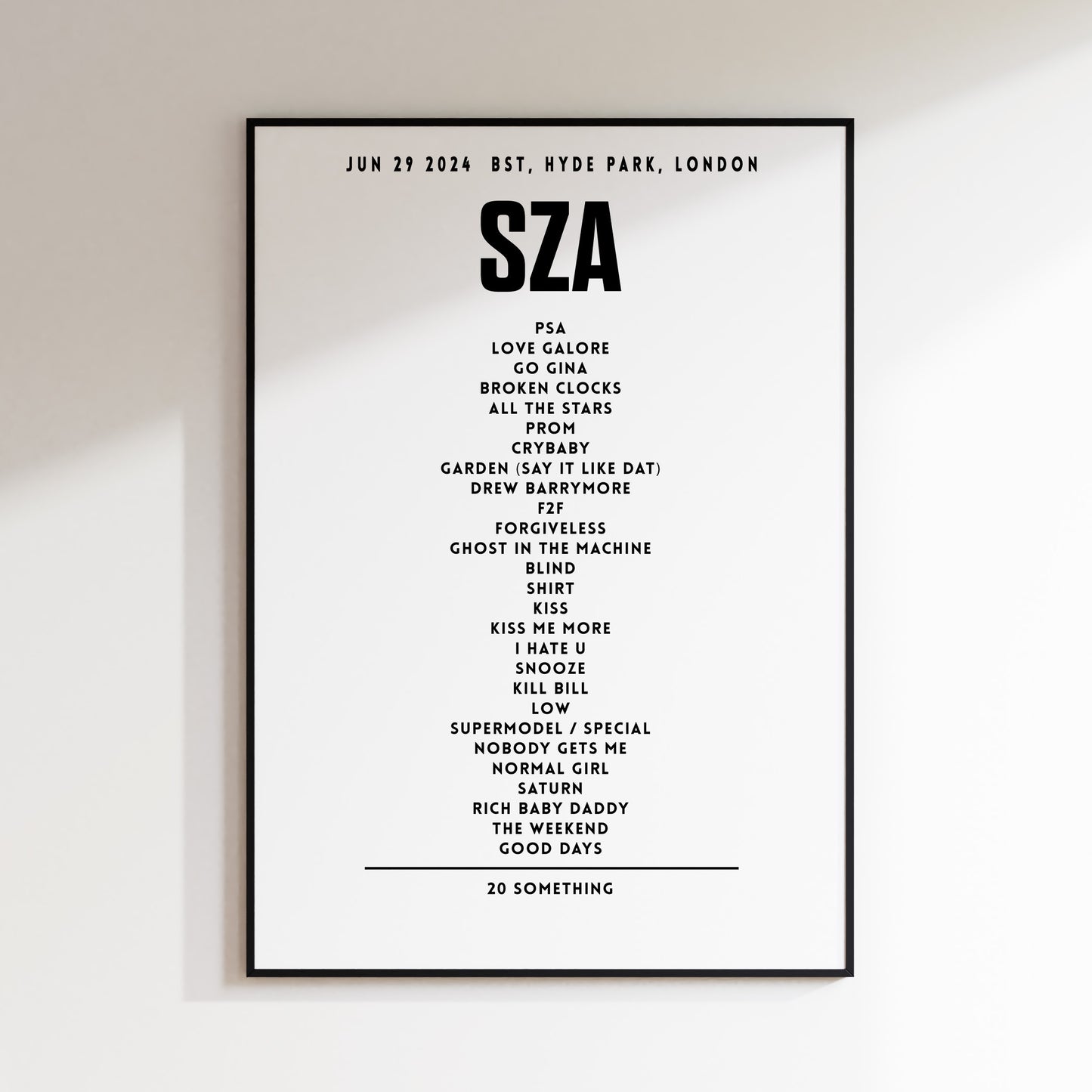SZA Setlist - June 29th 2024, BST, Hyde Park, London