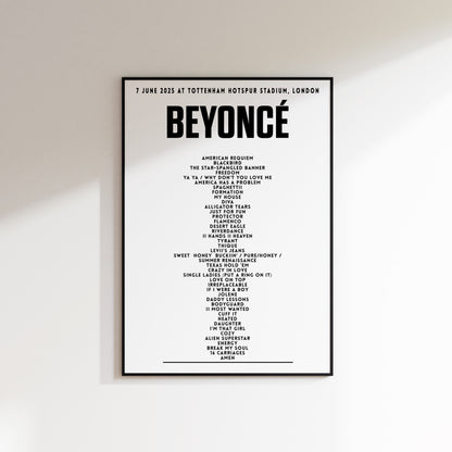 Beyoncé setlist - 7th June 2025 at Tottenham Hotspur Stadium, London