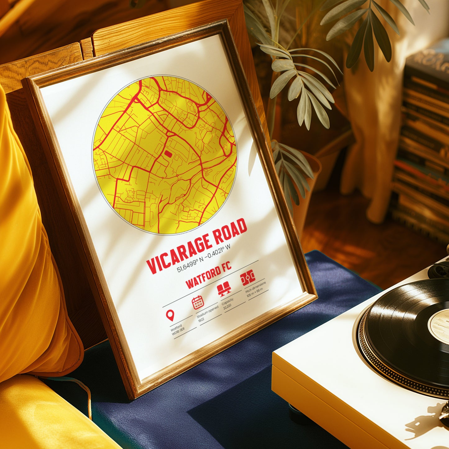 Vicarage Road, Watford FC - Football Stadium Custom Map Print