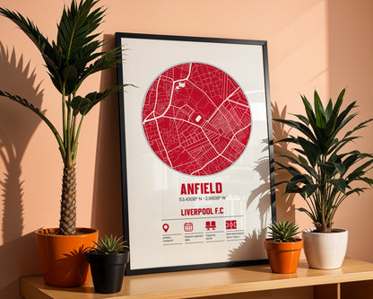 Liverpool FC - Anfield - Football Stadium Custom Map Print